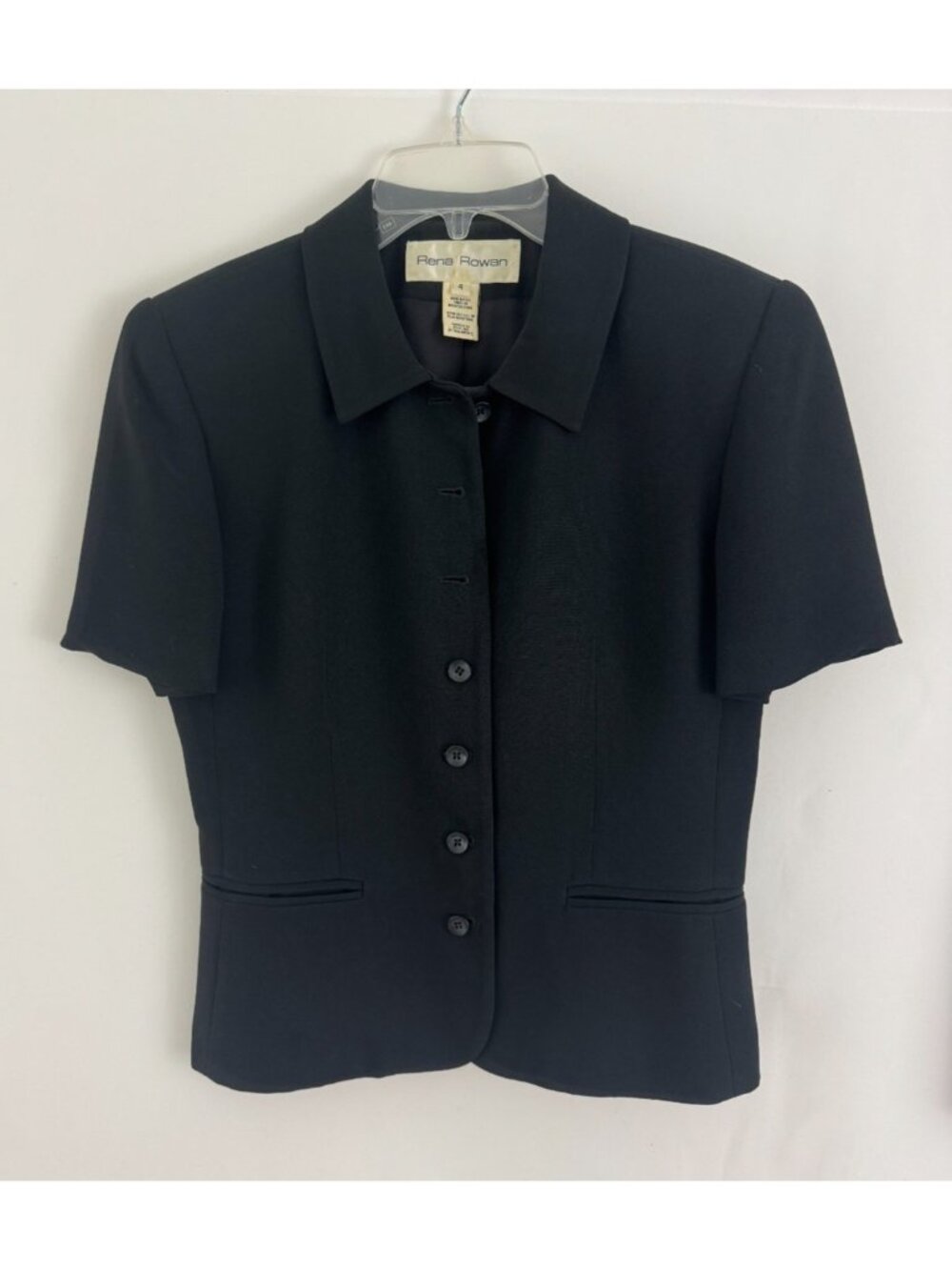 Vintage René Rowan Black Short Sleeve Suit Jacket / Blazer – Size 4